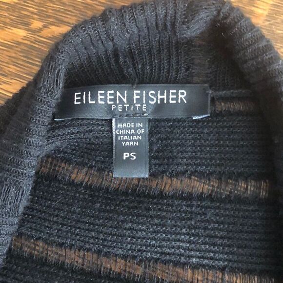 Eileen Fisher Black Cardigan Sweater Normcore/Preppy - Picture 6 of 8